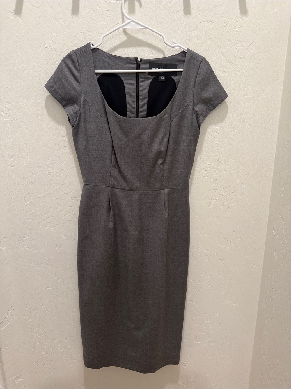 Classic Gray Cap-Sleeve Sheath Dress
